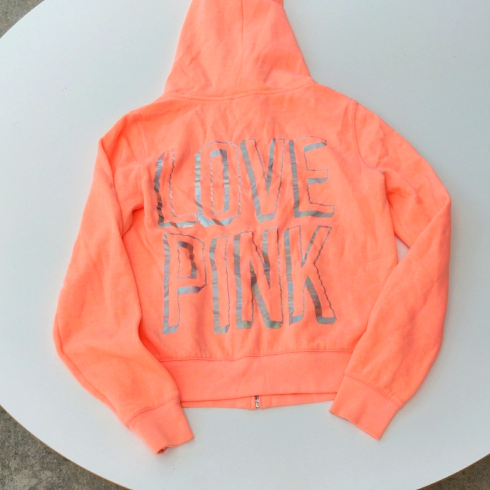 Fluorescent peach Victoria's secret pink hoodie